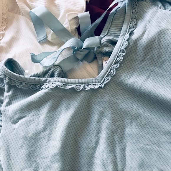 White and Pastel Light Blue Ribbon Shirt Medium American Rag - Picture 2 of 13